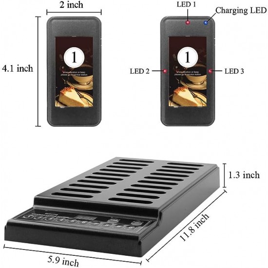 نظام استدعاء اللاسلكي 20 جهاز استقبال لاسلكي + 999 قناة لوحة مفاتيح نظام الاستدعاء للمطاعم والمقاهي والمكاتب