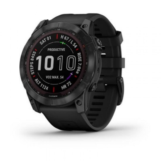 GARMIN fēnix® 7X – Sapphire Solar Edition Black DLC Titanium with Black Band