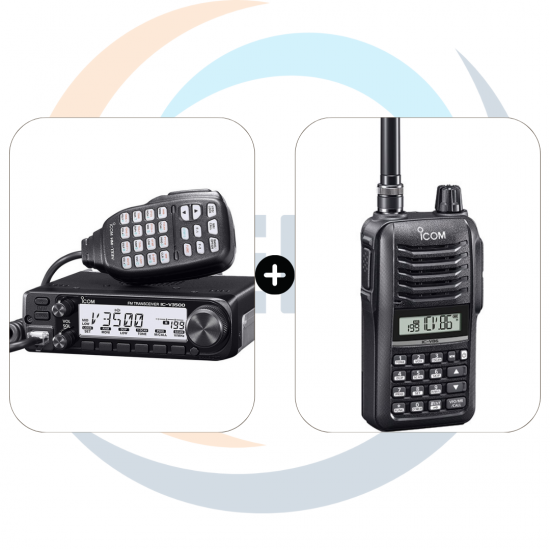 جهاز لاسلكي ايكوم ICOM IC-V3500 + جهاز لاسلكي يدوى ICOM IC-V86